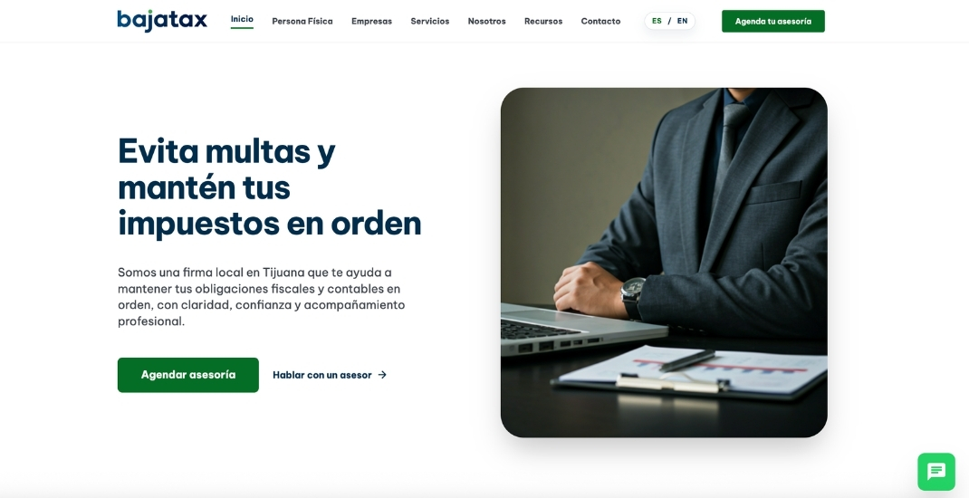 Sitio web de BajaTax desarrollado por MARYER Digital